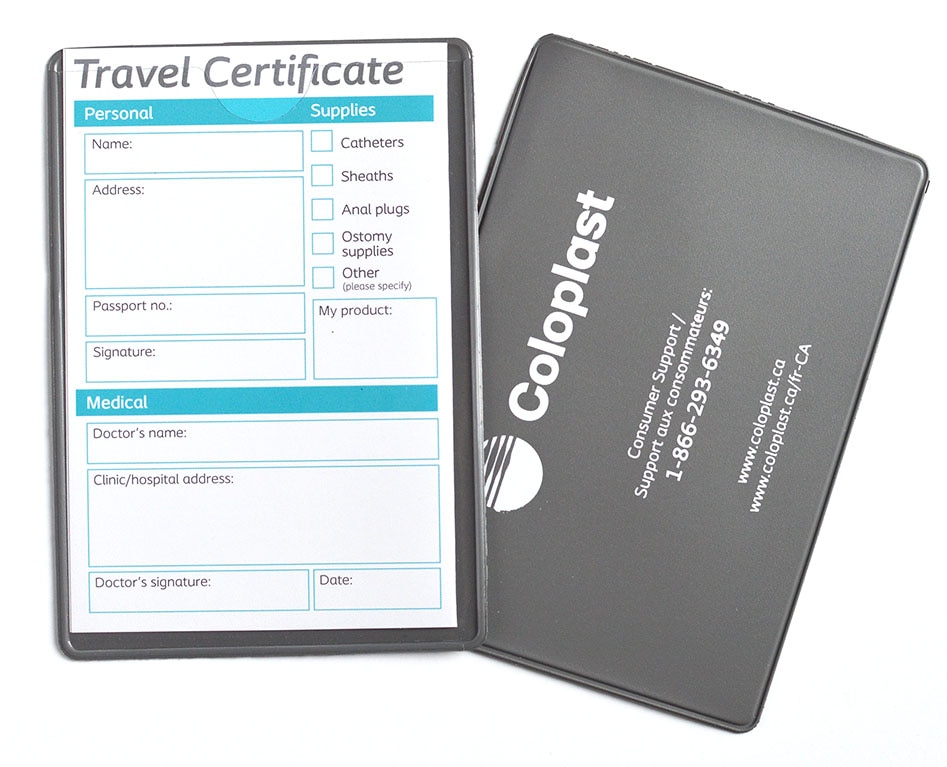 travel certificate coloplast